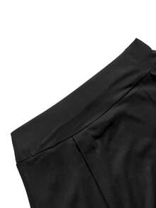 Damen High Waist einfarbige Lässig Shorts - Modische 2-in-1 Weite Bein Hose, geeignet für Frühling/Sommer und Fitness, Shorts | Lässig Stil | Bequeme Passform Sport - Schwarz - Übersicht 5