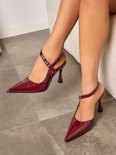 Giày sandal cao gót mũi nhọn thanh lịch, giày dự tiệc gợi cảm dành cho nữ, phù hợp đi làm, đi hộp đêm, dự đám cưới, đi chơi ngoài trời. Có các màu trơn: Đỏ rượu vang, Đen, Trắng, Đỏ.