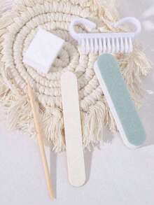 一套美甲修脚套装，包含指甲锉、橙木棒、双面指甲锉、木质角质层推棒、指甲清洁工具、指甲抛光块、美甲笔、指甲护理用品 - 彩色 - 查看 3