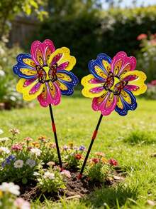 3 chiếc chong chóng gió 3D hình bướm mùa xuân, cọc trang trí sân vườn ngoài trời, thích hợp cho vườn, tiệc tùng, ngoài trời, trang trí sân. - Nhiều màu - Xem 7