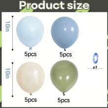 鼠尾草绿和蓝色气球，21个橄榄绿、灰蓝色、米色、奶油色乳胶气球，中性气球，适合男孩兔子主题婴儿派对、生日、波西米亚风婚礼…… - 查看 2