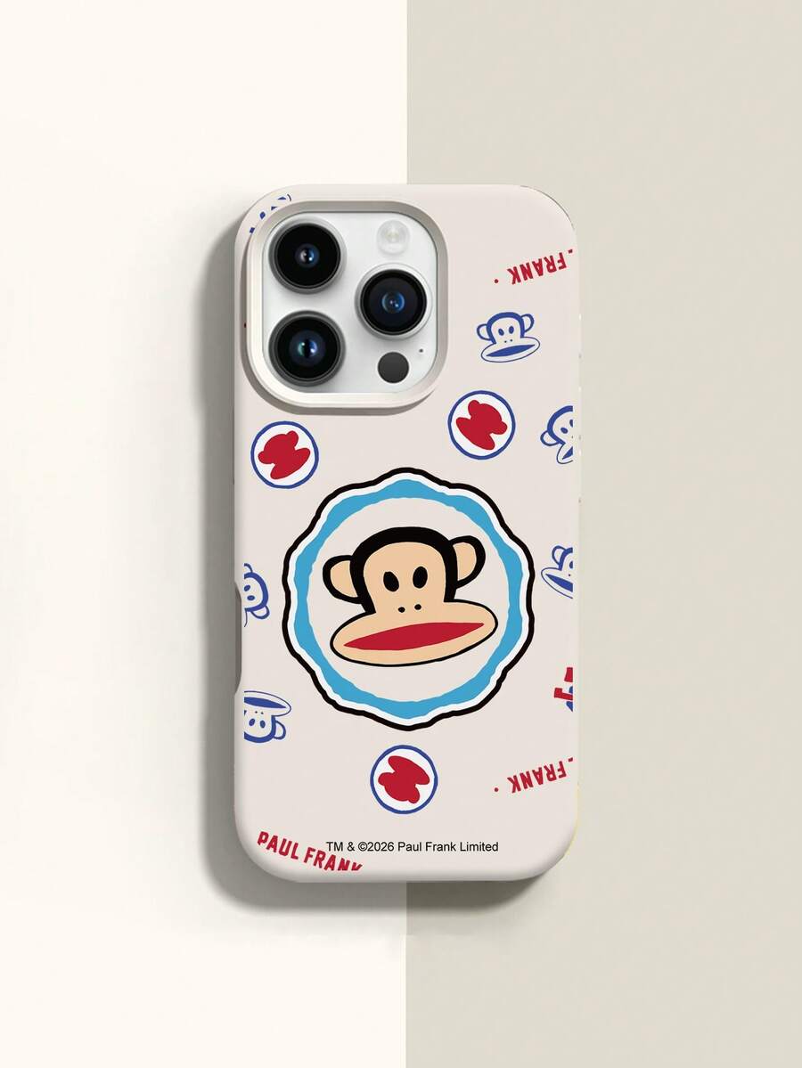 Officially Licensed Paul Frank Liquid Silicone Phone Case, Full Body Shock-Proof Protection With Camera Cover, Cartoon Monkey Badge & Lettering Design, New Model Compatible With Iphone 13/14/15/16/17 Pro Max - Multicolor - View 1