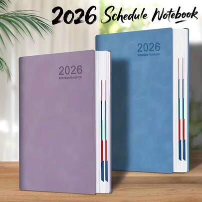 A5 Soft Cover 320 Pages "2026" Self-Discipline Planner, Elegant Blue Design, Monthly & Weekly Layout, Suitable For School, Math, Engineering, Technical Drawing, Diary - Portable & Durable, Suitable For Students And Professionals