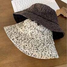 Sequin Leopard Print Bucket Hat, Retro American Style Leopard Bucket Hat For Women, Spring/Summer Small Face Sun Hat - Sequined Leopard Print Fisherman - View 3