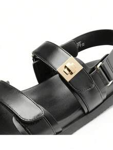 Flat Sandals For Women Comfortable Open Toe Summer Sandals Adjustable Fashion Cute Casual Sandals Shoes - màu đen - Xem 7