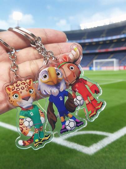 Mascot-Themed Acrylic Keychain Set Featuring Leopard, Eagle, And Deer Shaped Pendants For Wallets, Keys, And Backpacks, Perfect Sports Event Party Favors, Fan Gift, Collector Accessory, Durable Clear Acrylic Charm For Team Spirit, Lightweight, Vibrant Showpiece For Backpacks, Gym Bags, Purses, Luggage, And Giftable Keepsakes For Fans Worldwide