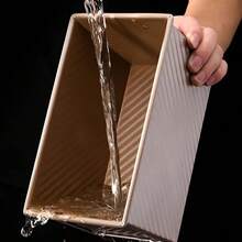 麵包盤帶蓋,不粘烘焙用品適用於烘烤麵包,碳素鋼波紋麵包吐司盒模具帶套適用於烘烤麵包,金色 - 玫瑰金 - 查看 5