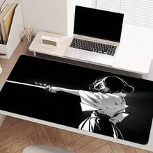 35.4 X 15.7 Inch Japanese Samurai Style Black And White Large Desk Mat, Non-Slip Rubber Bottom Computer Keyboard Mouse Pad, Home Office Gift For Men And Women - View 4