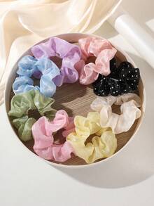 8 chiếc dây buộc tóc thời trang tối giản, nhẹ nhàng, họa tiết chấm bi bằng satin, nhiều màu sắc, kiểu dáng tươi trẻ, ngọt ngào, phù hợp để trang trí kiểu tóc hàng ngày. - Nhiều màu - Xem 6