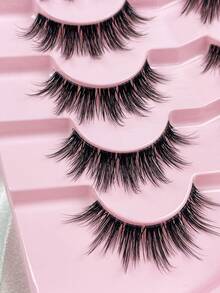 Hinarin 7对自然妆效假睫毛，透明梗，轻盈蓬松，柔软仿貂毛材质，美妆嫁接 - 黑色 - 查看 4