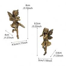 1 Set Copper Elegant Flower Fairy Statue Hanging Decor, Suspended Nymph Sculpture, Spring Fairy Garden Decoration, Simulating Elves Working In The Countryside, Adding Mysterious And Dreamy Charm To The Garden - Imitation Copper Fairy Flower Pot Pendant - View 3