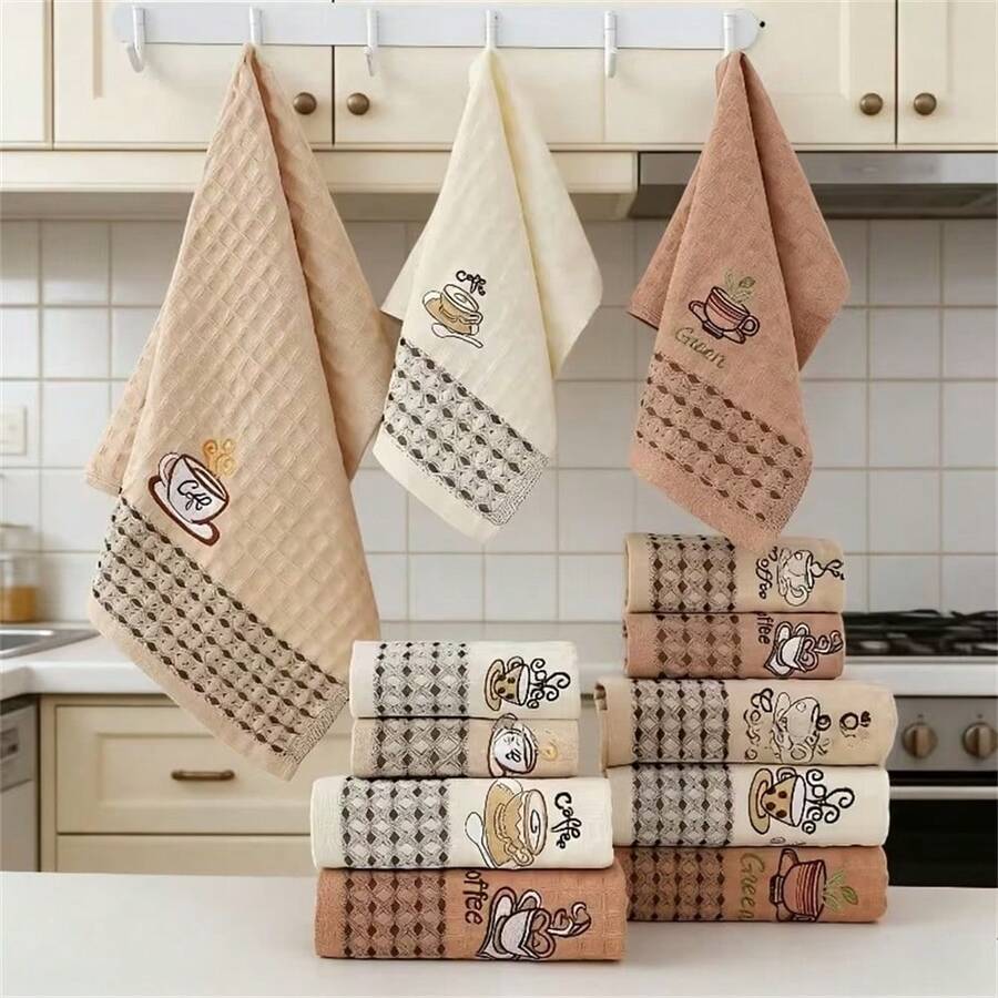 Bộ 6 khăn lau đa năng có thể tái sử dụng, khăn lau bát đĩa nhà bếp, thích hợp để lau dọn nhà cửa, nhà bếp, phòng tắm, rửa bát, lau bàn, ly tách, v.v. - 42*65cm - Xem 1