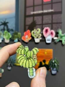 亚克力创意磁性冰箱贴，装饰家具配件，图案为龟背竹和秋海棠叶 - 龜背葉 - 查看 4