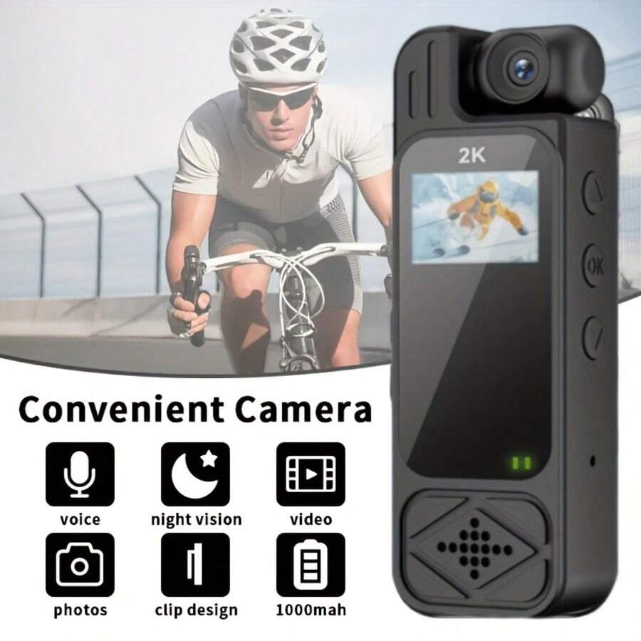 1pc Portable Sports Camera With Infrared Night Vision, Motion Detection And 180° Adjustable Lens, Suitable For Sports, Cycling, Fishing And More, Also A Perfect Gift For Halloween, Christmas, Mother's Day Or Birthday