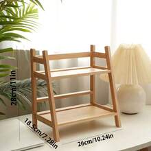1 pieza Organizador de escritorio de bambú de 2 niveles, estantería vertical, estantería de almacenamiento multifuncional para encimera, estantería para especias de gran capacidad para la cocina, soporte para tazas de té y tazas de café, estantería de exhibición, estantería de decoración del hogar - Estantería de almacenamiento de estilo rústico, tratamiento de superficie de madera natural, puede almacenar artículos de cocina, cosméticos, bocadillos, plantas en maceta y organizador de escritorio - Multicolor - Ver 8