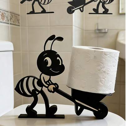 2 piezas Nuevo soporte para rollo de papel higiénico con forma de hormiga, accesorio decorativo creativo para el baño y la sala de estar, pieza de arte multifuncional para almacenamiento de papel higiénico, estable y práctico