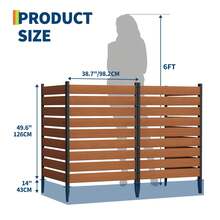 Hodeffior Set Of 2 Wooden Privacy Fences, 98x125cm, Outdoor Privacy Screens With Easy, Trenchless Installation, Privacy Screen For Garden, Patio, Bins, Pool Equipment & Air Conditioners - 自然的 - 查看 3