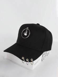 朋克风酷炫金属D形环扣棒球帽，街头风遮阳帽，男女通用款 - 黑色 - 查看 8