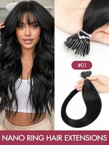12-22 Inch Nano Ring Hair Extensions, Real Human Hair, Natural Black Color, Nano Bead Straight Hair Extensions, Invisible Nano Hair Extensions For Women, Suitable For Daily Wear, Party, Wedding, Easy To Install And Wear - Multicolor - View 58