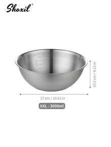 shoxil 1 pièce Set de plateau et bol en acier inoxydable, 5 tailles disponibles, grande capacité, convient pour la salade, la préparation des légumes, le pétrissage de la pâte - Bol - Voir 10