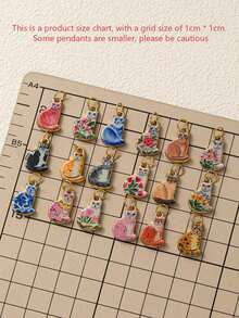 1个彩色猫咪吊坠，卡通乡村风格，珐琅釉工艺，18K镀金PVD涂层，不锈钢材质，防水、防晒、抗氧化，适合DIY制作手链、脚链、项链、身体链等饰品。 - 彩色 - 查看 4