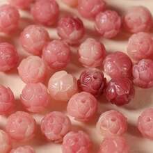 10/20/30pcs 12Mm Chinese-Style Cultural And Craft Beads: "Lotus Blooms Under Every Step And Wealth-Bringing Flower" Design, Multi-Purpose Decorative Beads - Pink - View 5