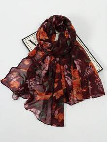 1pc New Bali Yarn Peony Flower Print Scarf, Elegant And Fashionable Thin Sunscreen Scarf For Women, Multi-Functional Soft Shawl Scarf, Daily Evening Dress Outer Wear, Travel Beach Sunshade Shawl, Photography Wear And Festival Gift - Multicolor - View 15