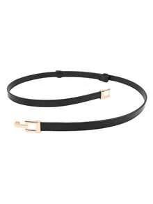 1条女士可调节黑色PU抽绳腰带 - 黑色 - 查看 3