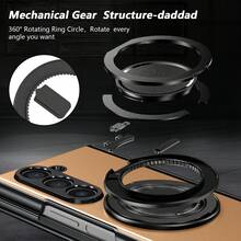 VIETAO 360度旋轉磁吸環支架手機殼，適用於 Galaxy Z Fold 8 Ultra 7 6 5 4，附螢幕保護貼與轉軸保護蓋 - 金色 - 查看 4
