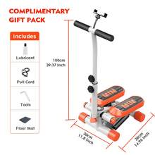 GCCSJ Mini Stair Stepper With Resistance Bands – Adjustable Height 350LB Fitness Stepper Machine For Home Gym, Portable Cardio Workout Equipment For Legs Toning, Weight Loss, Compact Stepper For Small Spaces – Phone Holder - Orange - View 5