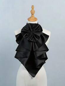 1 chiếc cà vạt satin trắng kiểu cổ điển họa tiết hoa phóng đại, khăn quàng cổ unisex, cổ áo giả, phụ kiện trang trí cổ áo kiểu tòa án. - A - Xem 11