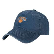 New York Knicks Logo  Vintage Baseball Cap, Washed Denim Adjustable Size, Casual Headwear | Denim Fabric Hat, Unisex Gifts - Màu xanh hải quân - Xem 2