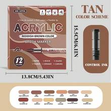 Bộ bút vẽ màu acrylic 12-84 màu, bộ 7 màu, 12 chiếc/hộp, màu chuyển sắc - Không lem, khô nhanh, thích hợp cho vải bố, vải, đá, gốm sứ, gỗ và thủy tinh | Dụng cụ thủ công chất lượng cao dành cho nghệ sĩ - Bộ - Xem 18
