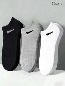 5/10 Pairs Unisex Solid Color Ankle Socks, Soft & Comfortable, Diagonal Logo Design, Casual Sports Socks, Disposable Thin Breathable Socks Suitable For Daily Wear, Business Trip, Outdoor Activities, All Seasons - Multicolor - View 2