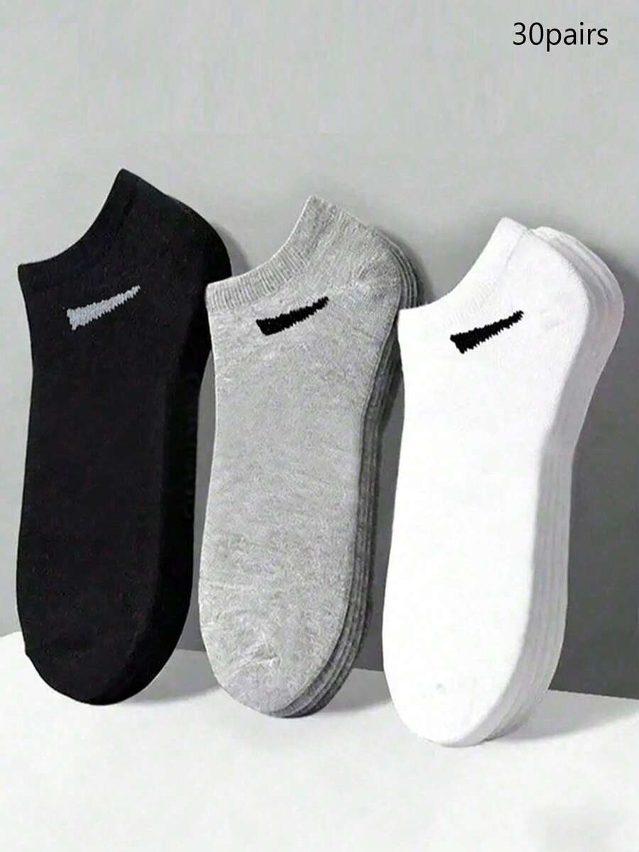 3/5/6/10/30 đôi tất mỏng unisex, tất cổ ngắn nữ, tất học sinh mềm mại và thoải mái, họa tiết logo chéo, tất thuyền nam, tất cổ ngắn nam, tất cổ ngắn, tất thuyền tàng hình, tất thể thao thường ngày, tất thuyền nữ, tất cổ ngắn mỏng dùng một lần cho mùa hè và mùa thu, thích hợp cho mặc hàng ngày, đi công tác, hoạt động ngoài trời, mọi mùa. - Nhiều màu - Xem 1