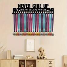 1pc Metal Cheerleader Hanging Display Rack - Colorful Ribbon Design, Suitable For Marathon Runners, Gymnasts And Sports Achievement Display - Durable Home/Office Decor Storage Rack - Black - View 8