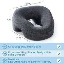 Almohada facial para cama reposacabezas de masaje almohada facial después de la cirugía ocular recuperación posterior a los ojos o bronceado en la playa durmientes propensos con diseño - Grisoscuro - Ver 4