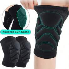 1 Pair Thick EVA Foam Knee Pads, Elastic & Breathable, Provide Knee Support, Suitable For Dancing, Volleyball, Running, Basketball And Other Sports, Unisex Design - Black - View 11