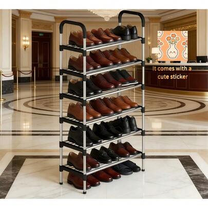 1pc Easy-Assemble Freestanding Shoe Rack, High Capacity Space-Saving Shoe Storage Organizer, Multi-Tier Adjustable Shoe Rack For Home, Entryway, Hallway, Bedroom, Living Room, No Tools Required Quick Installation, Holds Multiple Pairs Of Shoes, Creates Tidy Home Environment