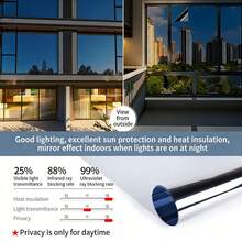 1 Roll 5m Single-Way Privacy Frosted Window Film, PET Material, Silver Gray, See-Through From Outside But Opaque From Inside, Suitable For Home, Bedroom, Office - Heat Insulation Film - View 53