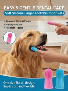 PETSIN Pet Finger Toothbrush Pet Toothbrush Silicone Toothbrush Puppy Cat Finger Set Brush Finger Pet Toothbrush Small Size Suitable For Dogs And Cats - Multicolor - View 2