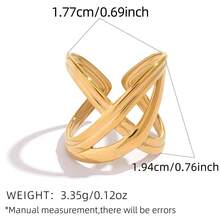 Uself 3pcs/1pc Set Women Thick Gold Stainless Steel Rings, Fashion Rings, Waterproof, Suitable For Daily Wear, Holiday Gift, Jewelry For Her - Multicolor - View 7
