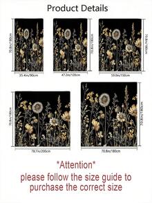 1/4pcs Bohemian Vintage Floral Black Gold Shower Curtain Set, Made Of Polyester Fabric, Waterproof, With Hooks, Machine Washable, Farmhouse Style Bathroom Curtain & Rug, Waterproof Polyester Shower Curtain, Non-Slip Bath Mat, U-Shaped Toilet Rug With 12 Hooks - Modern Style, Suitable For Home Decor, Bathroom Decor And Accessories, Easy To Clean And Maintain, Elegant Housewarming Gift - Fit For All Seasons - A - View 4