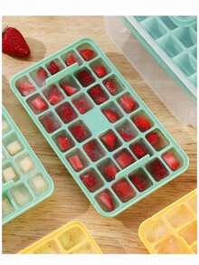 Juego de 34 y 68 moldes de cubitos de hielo mini con caja de almacenamiento y pinzas, de plástico de fácil liberación, divertido y lindo fabricante de cubitos de hielo DIY, bandeja de extracción de cubitos de hielo con un solo clic, herramienta de cocina esencial para el hogar, restaurante y cafetería - Ver 16