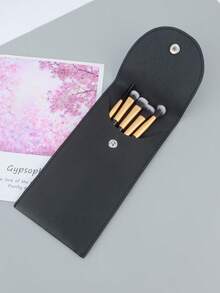 Eye Travel Makeup Brush Set, 5 Professional Mixed Eye Shadow Makeup Brushes, Eyelash Curlers With Synthetic And Wooden Handles, Non-Irritating, Vegetarian, Suitable For Liquid, Cream And Powder Concealer Eyebrow Eye Shadow. - Multicolor - View 6