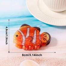 1pc Ocean Series Acrylic Printed Claw Clip With Small Fish, Turtle, Lobster, Hair Claw, Vacation Style Unique Niche Hair Clip - Multicolor - View 8
