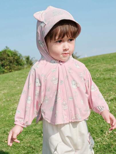 Balabala Infant Toddler Summer UV Protection Hooded Jacket, Lightweight Sun Proof Coat With Cute Ears, Fashionable Outdoor Wear