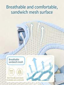 小型犬背心式牵引绳，适用于小型犬、泰迪犬、比熊犬、博美犬等，特制胸带式幼犬牵引绳，遛狗绳 - 藍色 - 查看 2