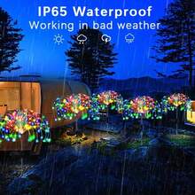 Solar LED Garden Lights, IP65 Waterproof, 8 Lighting Modes, Solar Powered Decorative Stake Lights, Built-In Rechargeable Battery, Non-Detachable Photovoltaic Module, Suitable For Christmas, Yard, Path And Villa Decor, Outdoor Garden Lighting, Applicable For Pathway, Yard And Patio - Fireworks - View 4
