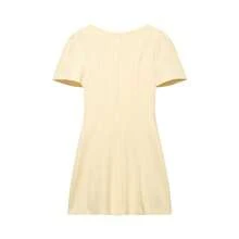 HH Women's High Waist Round Neck Petal Sleeve A-Line Dress, Black Elegant Evening Gown Summer Yellow - Yellow - View 7